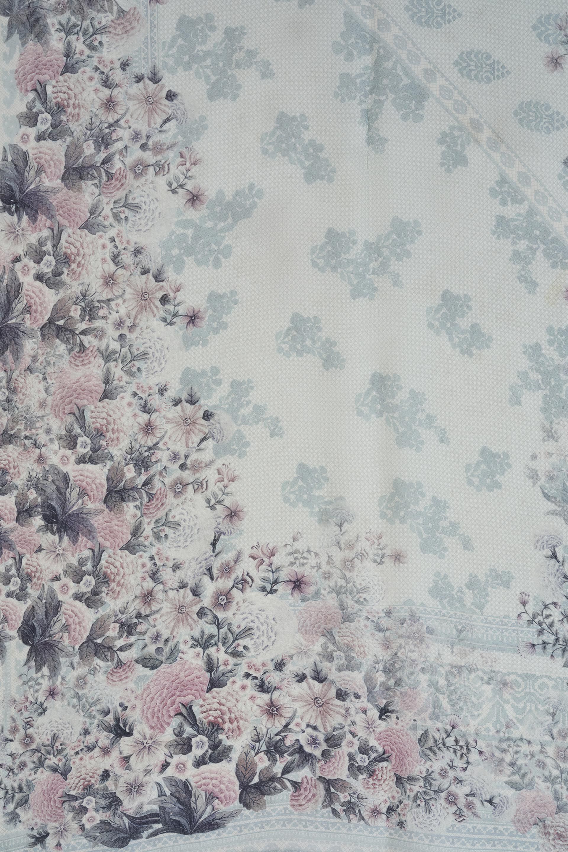 Altan Printed Silk Stole - Powder Blue, Powder Blue, image 3